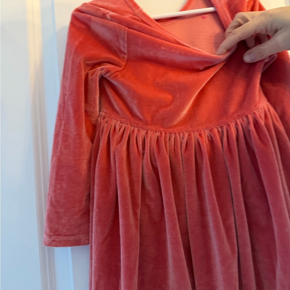Pink Chicken Velvet Long Sleeve Dress - Coral - Picture 3 of 4